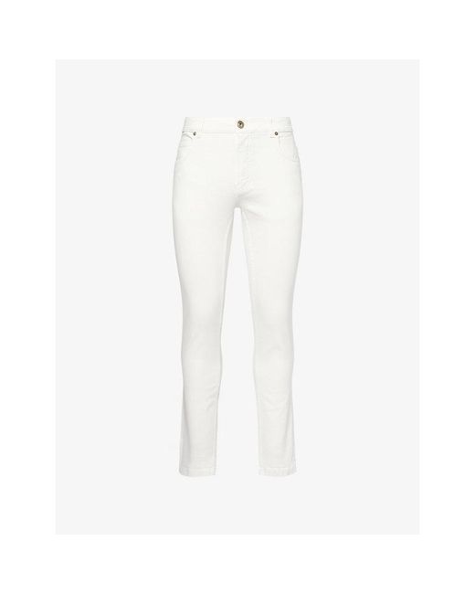 Eleventy White Iconic 5-Pocket Tapered-Leg Denim Jeans for men
