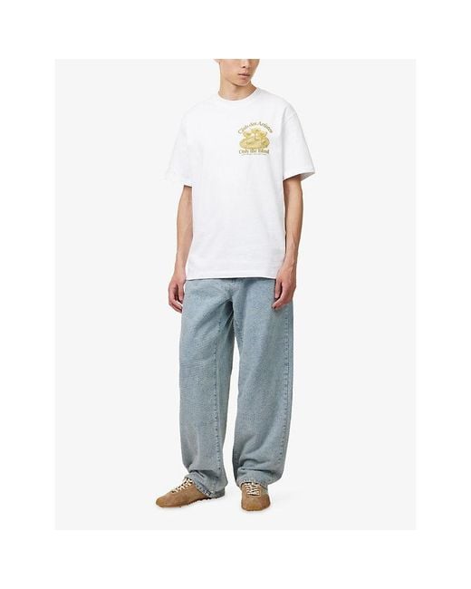 Only the Blind White Club Des Artistes Logo-Print Cotton T-Shirt for men
