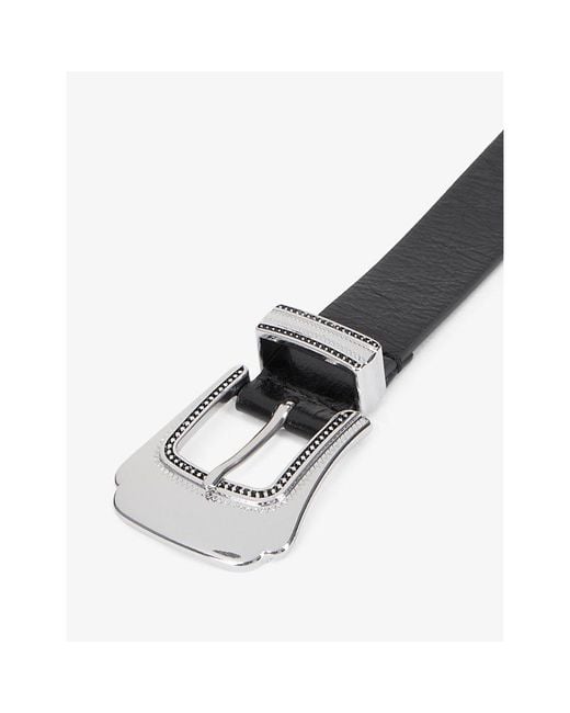 The Kooples Black Buckle-Embellished Leather Belt