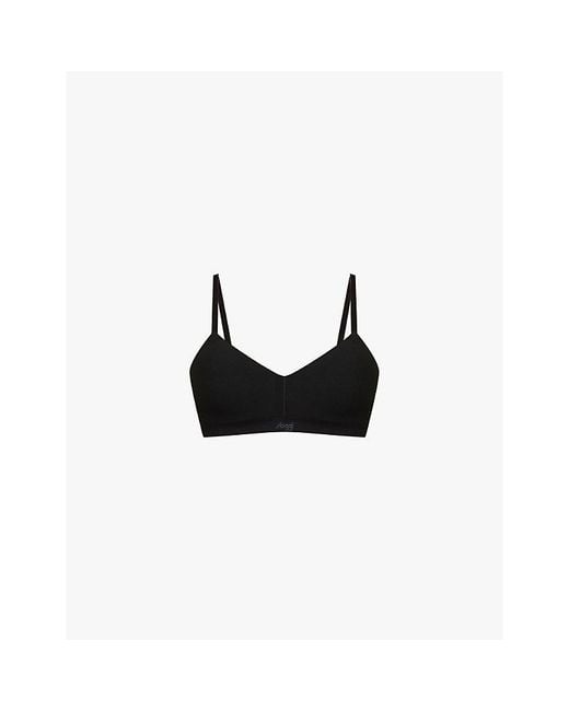 Sloggi Black Ever Ease Padded Non-Wired Cotton-Blend Bra