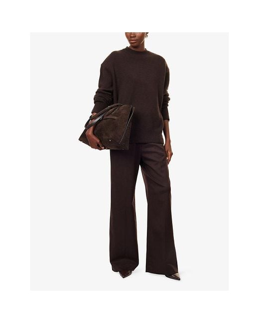 Frankie Shop Brown Rafaela Padded-Shoulders Wool And Cashmere Jumper
