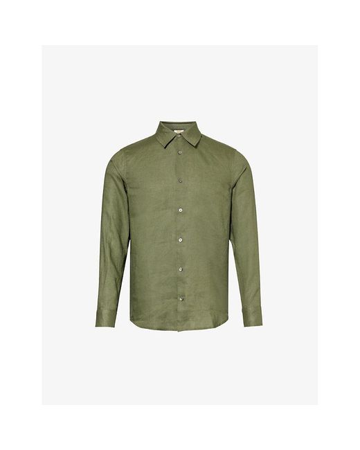 CHE Green Long-sleeved Curved-hem Linen Shirt X for men