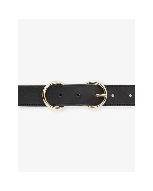 Whistles Black Double-Ring Buckle Leather Belt