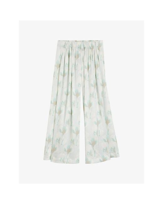 Boss Multicolor Floral-Print Wide-Leg Mid-Rise Woven Trousers