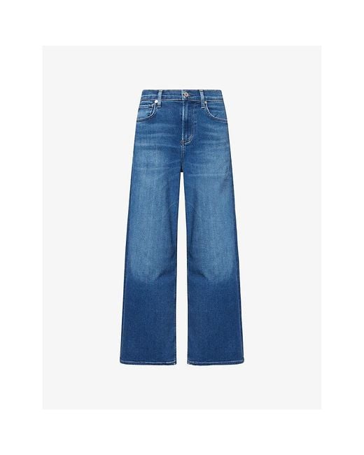 Citizens of Humanity Blue Lyra Wide-Crop-Leg Stretch-Denim Blend Jeans