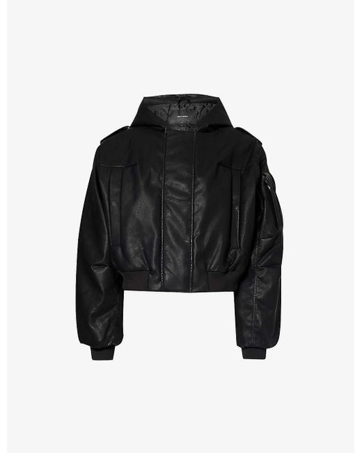 Entire studios Moto Padded Boxy-fit Hooded Faux-leather Bomber