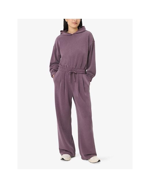 Sweaty Betty Purple Sand Wash Cloudweight Cropped Stretch-Jersey Hoody