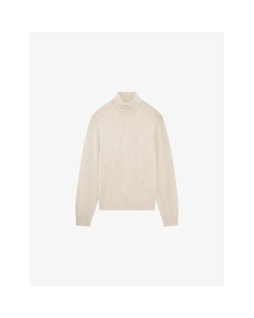 The Kooples White Turtleneck Relaxed-Fit Stretch Cashmere-Blend Jumper for men
