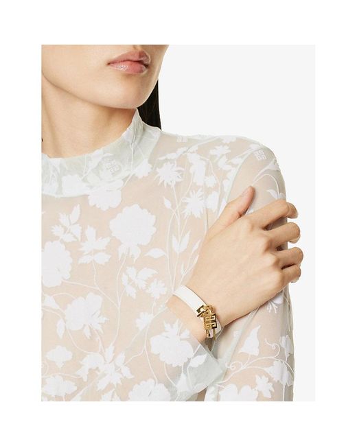 Givenchy White Padlock-charm Adjustable Leather Bracelet
