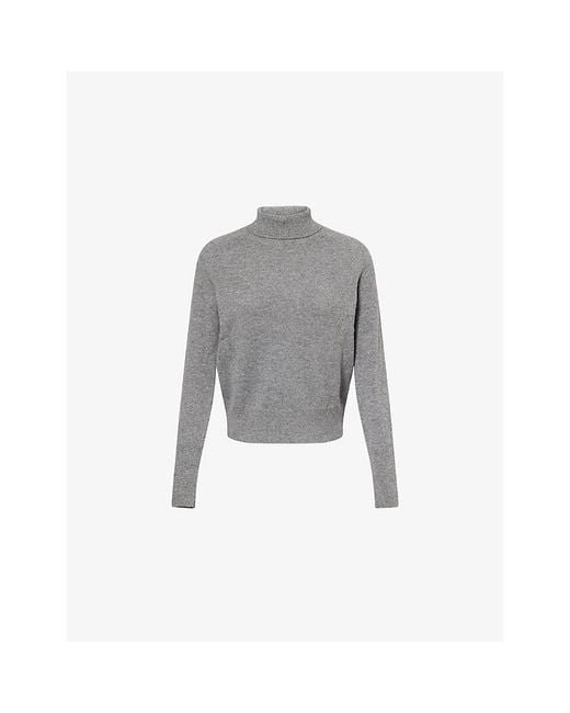 Victoria Beckham Gray Regular-Fit Turtleneck Wool Jumper