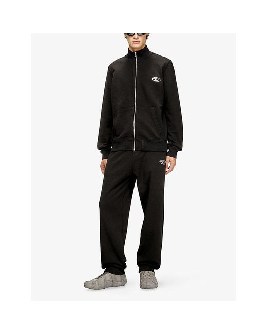 DIESEL Black P-Marky-Iod Branded Cotton-Jersey Jogging Bottoms for men