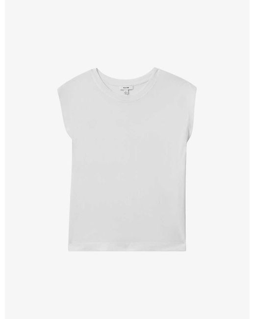 Reiss White Morgan Capped-sleeve Cotton T-shirt