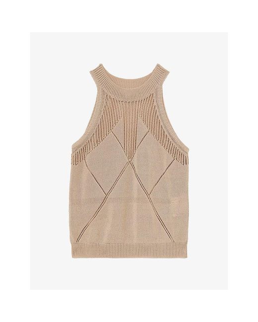 Reiss Natural Maya Knitted Cotton-Blend Vest Top