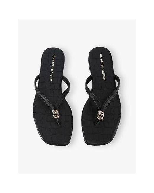 KG by Kurt Geiger Black Rinse Faux-Leather Sandals