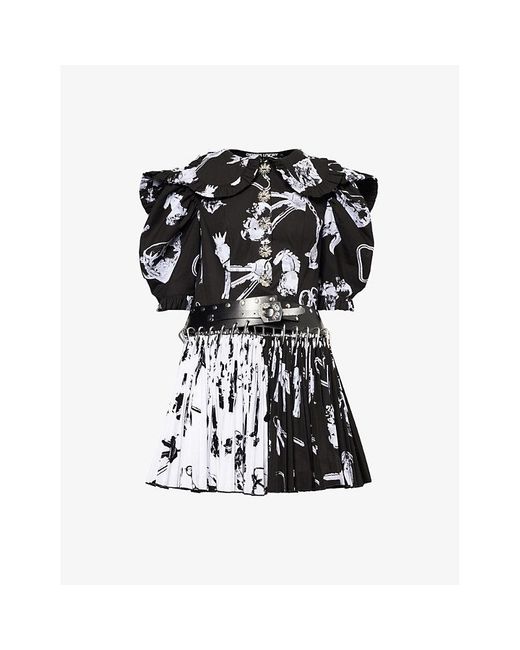 Chopova Lowena Black Midday Graphic-pattern Cotton Mini Dress