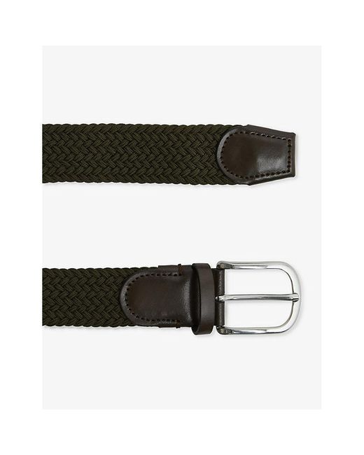 Reiss Green Elmont Plaited Leather-blend Belt for men
