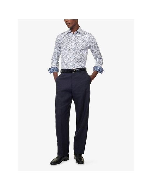 Paul Smith Blue Ditsy Long-Sleeve Cotton Shirt for men