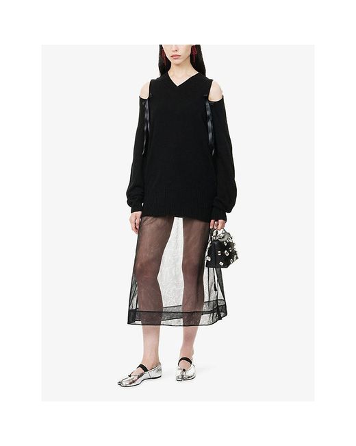 Simone Rocha Black Bow Cut-Out Cashmere Jumper