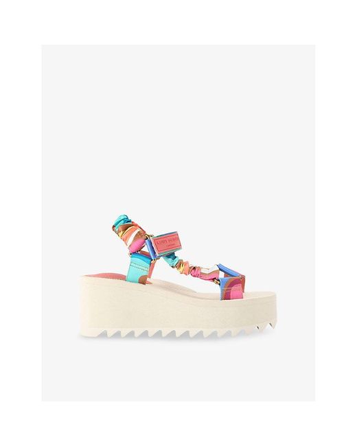 Kurt Geiger Pink Orion Platform Woven Sandals
