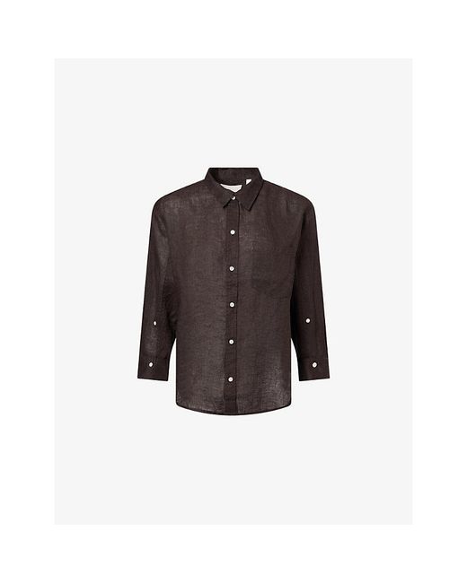 Citizens of Humanity Brown Kayla Shrunken Linen Shirt