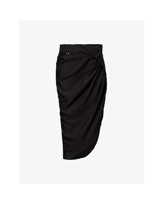 Jacquemus Black Saudade Asymmetric Woven Mini Skirt