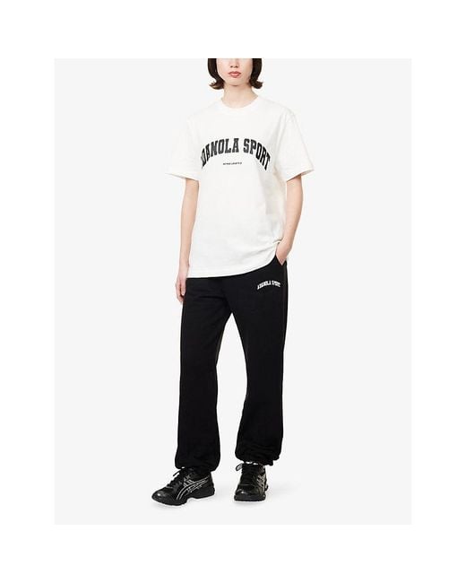 ADANOLA White Logo-Print Oversized Cotton T-Shirt