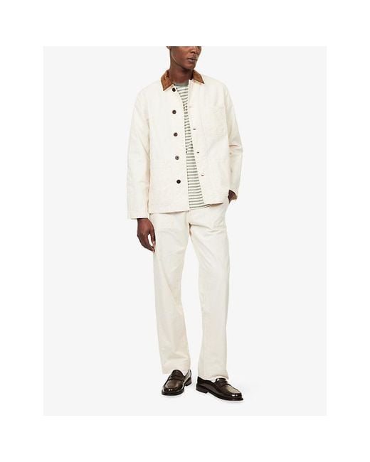 Drake's Natural Fatigue Straight-Leg Cotton-Twill Trousers for men