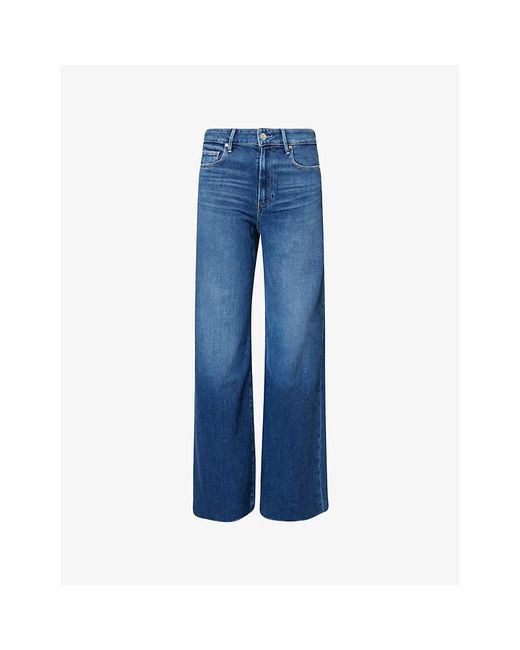 PAIGE Blue Anessa 31' Wide-Leg Stretch-Denim Blend Jeans
