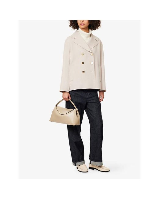 Max Mara Natural Double-Breasted Short Wool Jacket