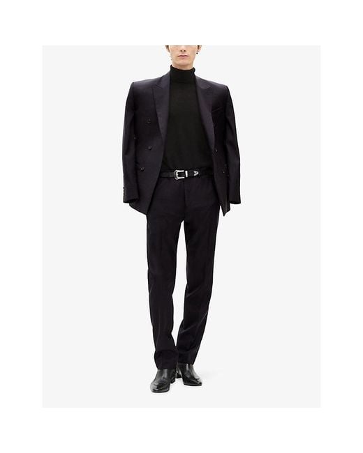 The Kooples Blue Pinstriped Straight-Leg Wool Trousers for men