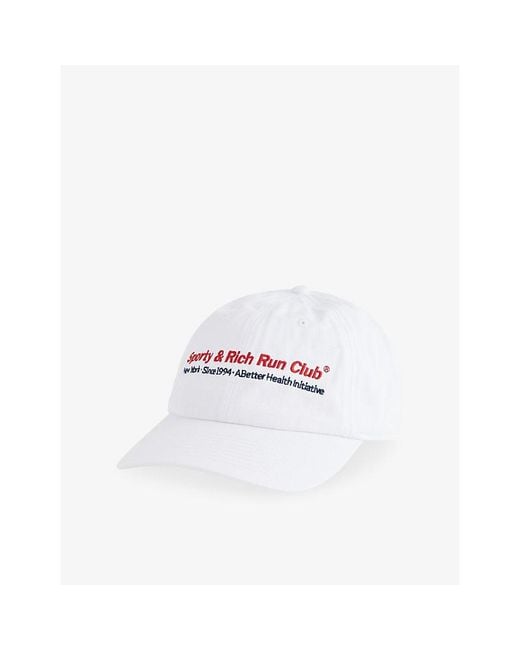 Sporty & Rich White Duty Run Club Cotton Baseball Cap
