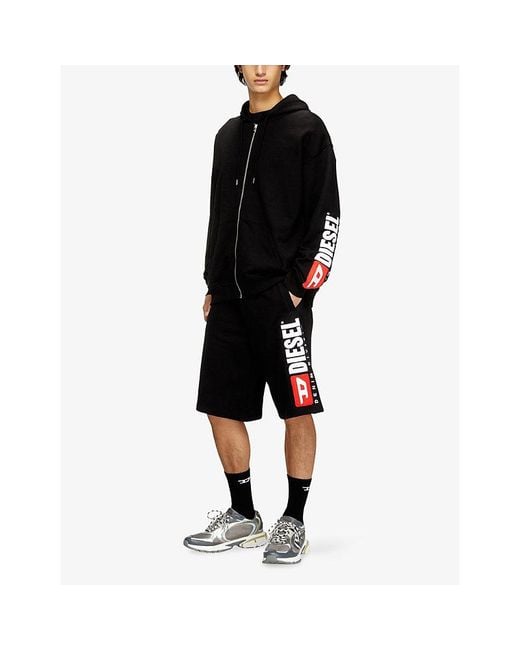 DIESEL Black P-Crow-Div Regular-Fit Cotton-Jersey Shorts for men
