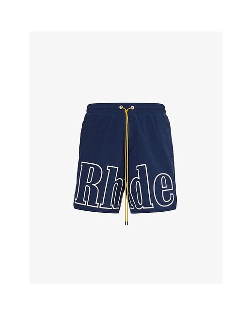 Rhude Blue Track Brand-logo Shell Shorts for men
