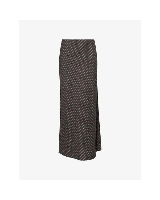 Samsøe & Samsøe Gray Saagneta Pinstripe Linen Maxi Skirt