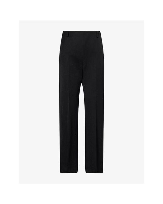 Khaite Black Grenare Straight-Leg Virgin-Wool Trousers
