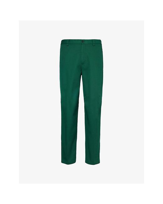 Lanvin Green Biker Brand-appliqué Tapered-leg Regular-fit Cotton-blend Trousers for men
