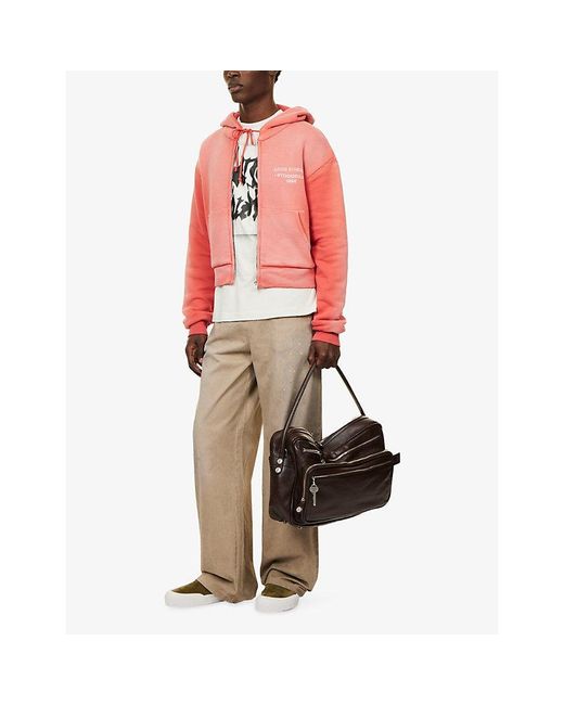 Acne Natural Plott Paint-Splatter Cotton-Twill Trousers for men