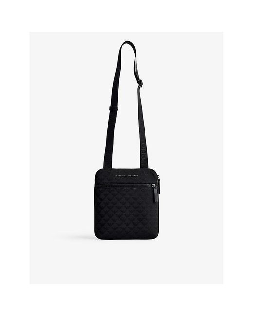 Emporio Armani Flat Woven Cross-body Bag in Black for Men | Lyst