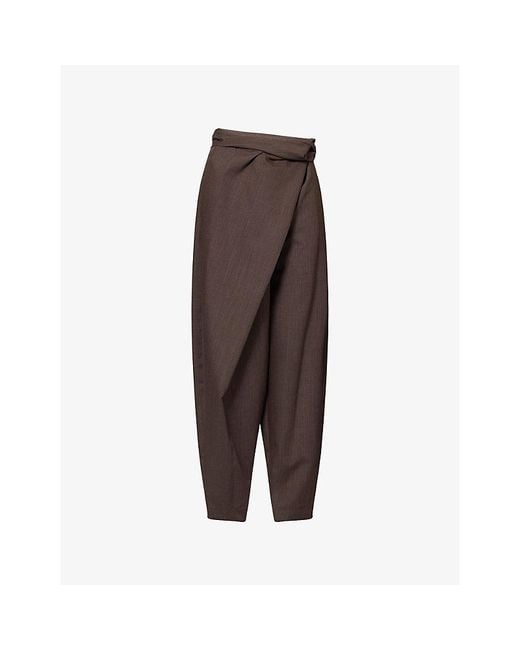 RÓHE Frames Brown Sarong Knot Wool Trousers