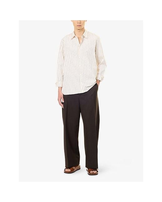 Orlebar Brown White Justin Striped Cotton Shirt for men