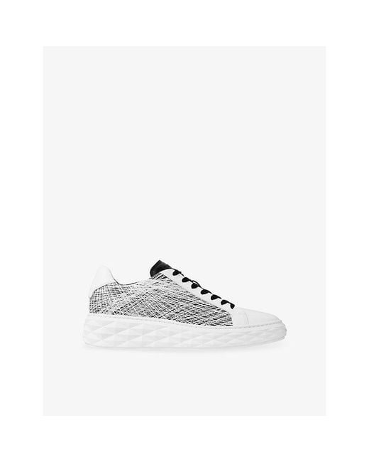 Jimmy Choo White Diamond Light Maxi Mesh And Leather Trainers