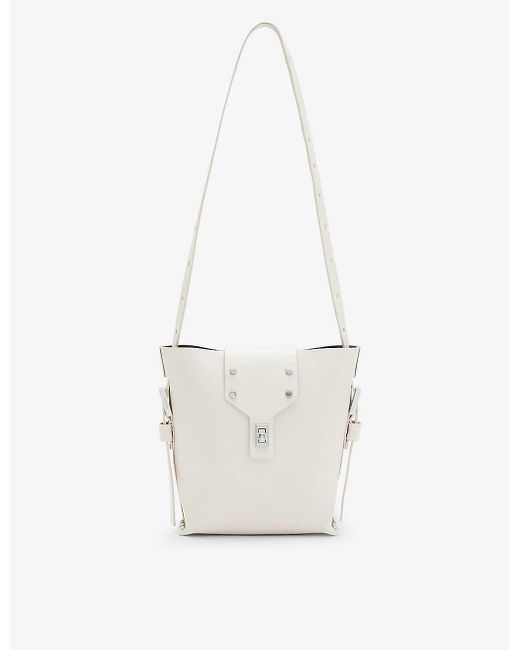 AllSaints White Miro Branded-hardware Leather Cross-body Bag