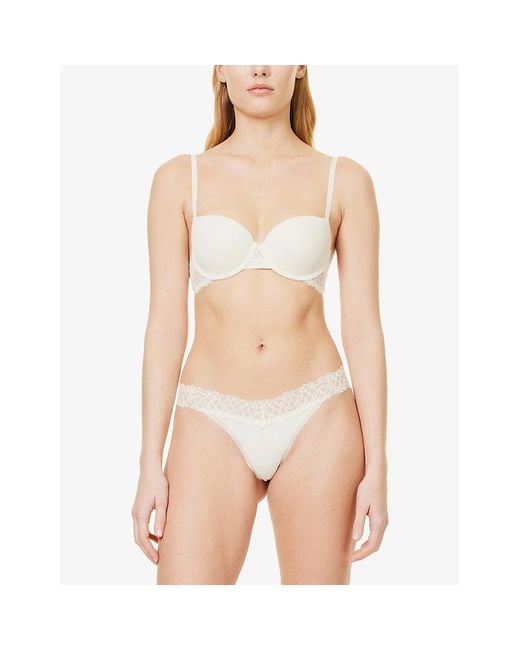 Calvin Klein White Attraction Light Line Lace-Trim Stretch-Woven Balconette Bra