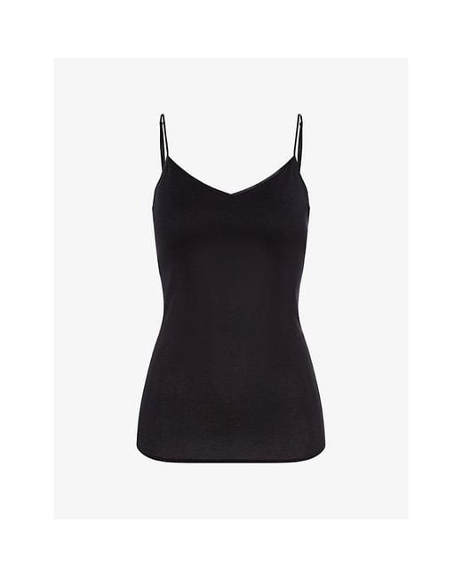 Hanro Blue Seamless Shoulder-Straps Cotton-Jersey Top