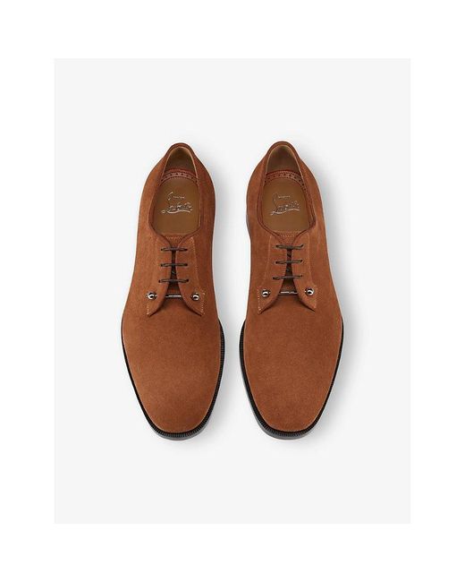 Christian Louboutin Brown Chambeliss Suede Derby Shoes for men