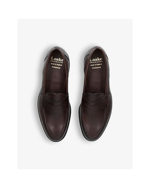 Loake Brown Imperial Grained-Leather Loafers for men