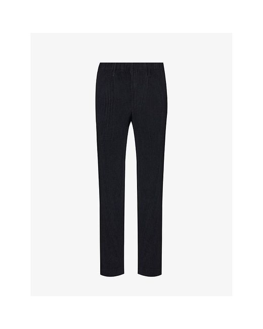 Homme Plissé Issey Miyake Blue Pleated Tapered-leg Regular-fit Knitted Trousers for men