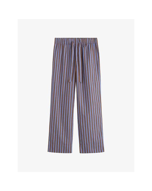 Tekla Purple Striped Cotton-Poplin Pyjama Bottoms