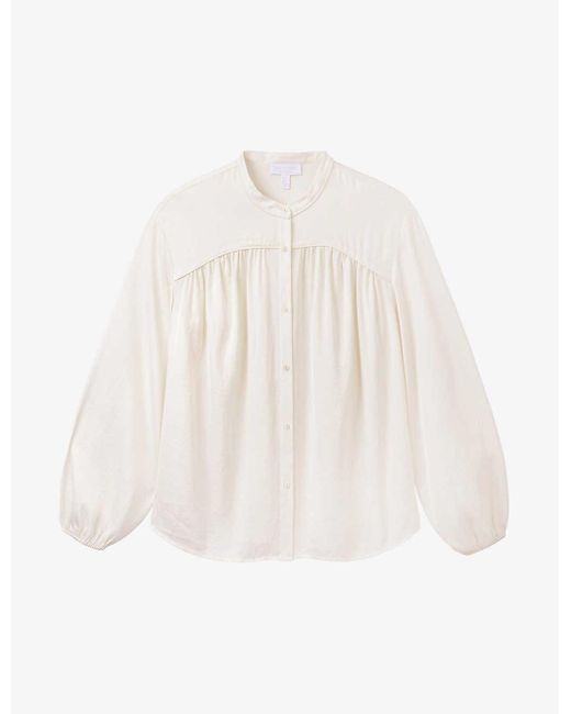 The White Company White Relaxed-fit Long-sleeve Recycled-polyester Blouse