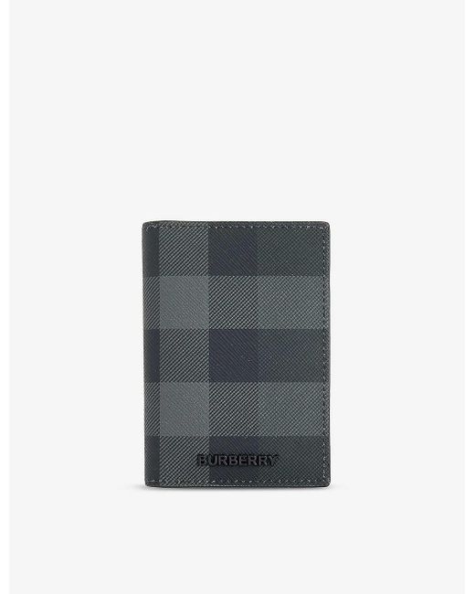 Burberry Gray Check-pattern Coated-canvas Cardholder for men